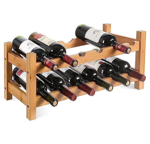 Homfa Weinregal, aus Bambus für 12 Flaschen Flaschenregal 60 x 24 x 25cm günstig online kaufen