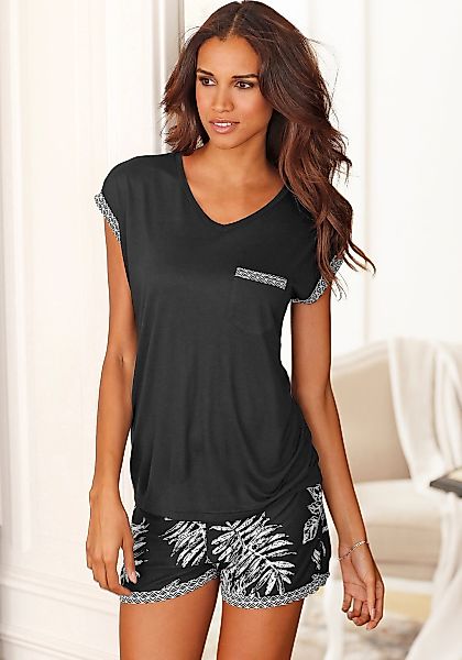 LASCANA Shorty 2 Stk. tlg., im Schwarz-Weiß-Design günstig online kaufen
