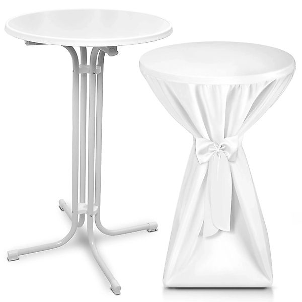 Beautissu Bellini Stehtisch Ø 60cm Weiß mit Premium Stehtischhusse Ø 60cm W günstig online kaufen