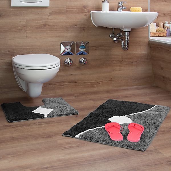 relaxdays Badematte Badgarnitur 2-teiliges Grafikmuster, Höhe günstig online kaufen