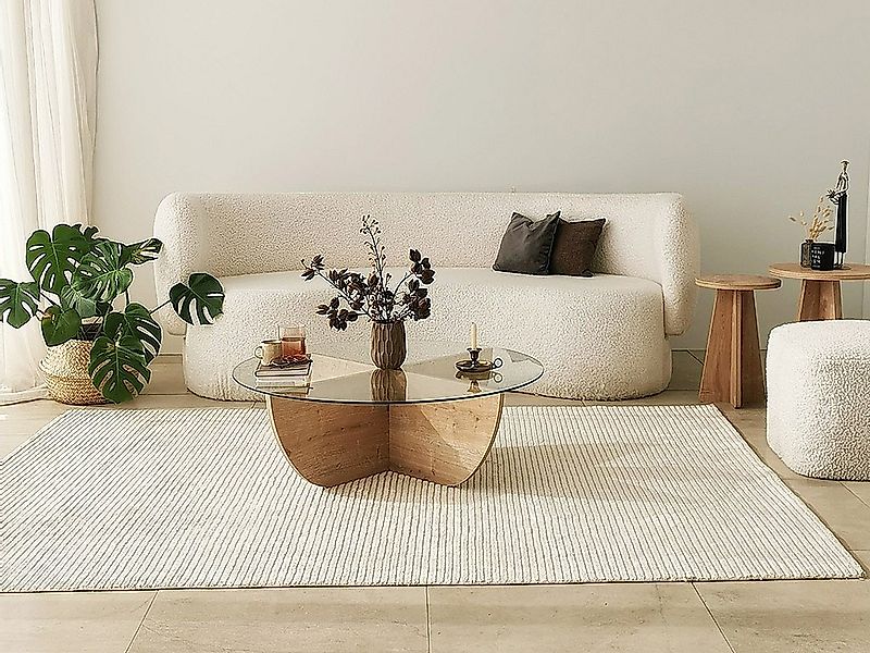 Couchtisch - Sicherheitsglas - Holzfarben hell & Transparent - AYSUN günstig online kaufen