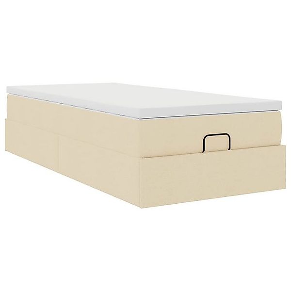 vidaXL Bett Ottoman-Bett mit Matratze Creme 90x200 cm Stoff günstig online kaufen