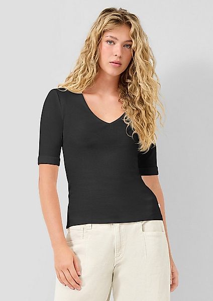 QS Kurzarmshirt T-Shirt T-Shirt mit V-Ausschnitt günstig online kaufen