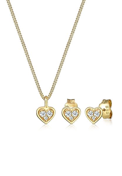 Elli DIAMONDS Schmuckset Herz Diamant Weiß günstig online kaufen