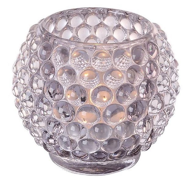 Fink Kerzenhalter Teelichthalter Dots Glas Grau günstig online kaufen