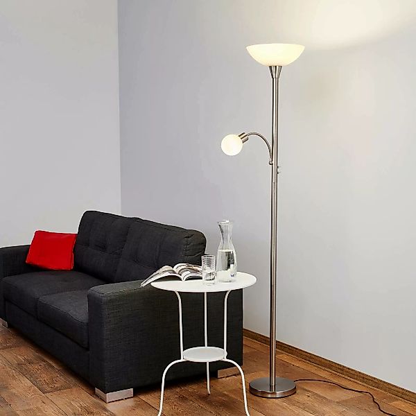 Lindby Stehlampe Elaina, 180 cm, nickelfarben, Leselicht günstig online kaufen