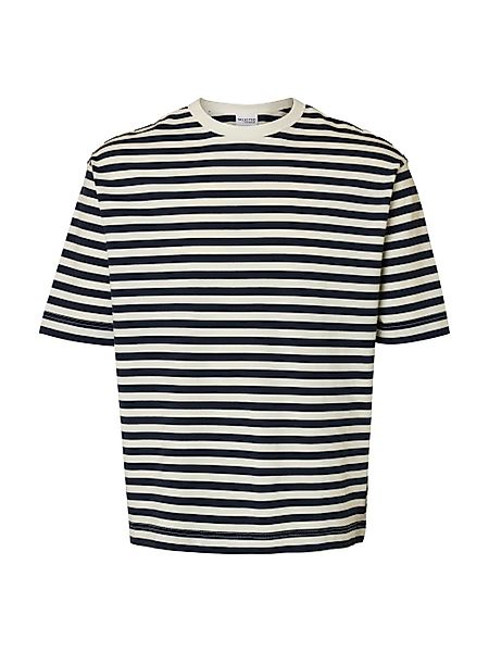 Selected Homme Herren Rundhals T-Shirt SLHRELAXDAN SS STRIPE - Relaxed Fit günstig online kaufen