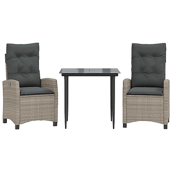 vidaXL 3-Tlg Garten-Essgruppe mit Kissen Hellgrau Poly Rattan 3212842 günstig online kaufen