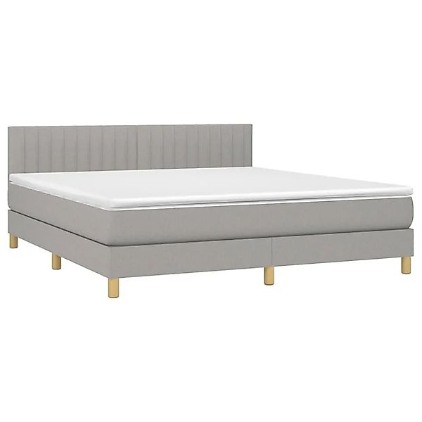 vidaXL Boxspringbett mit Matratze & LED Hellgrau 180x200 cm Stoff 3133893 günstig online kaufen