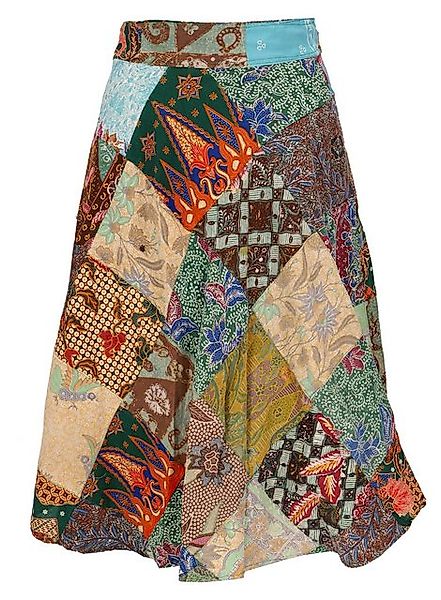 Guru-Shop Minirock Weit schwingender upcyceling Patchwork.. alternative Bek günstig online kaufen