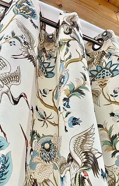 novumfix Gardine Ösengardine Vogelmotiv "Französisches Landhaus" 135x260cm( günstig online kaufen