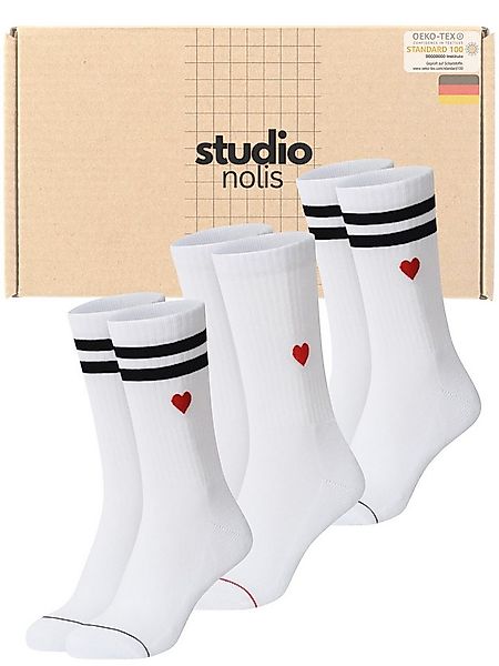Studio Nolis Tennissocken Herz Socken Baumwolle Damen Crew Socks Stickerei günstig online kaufen