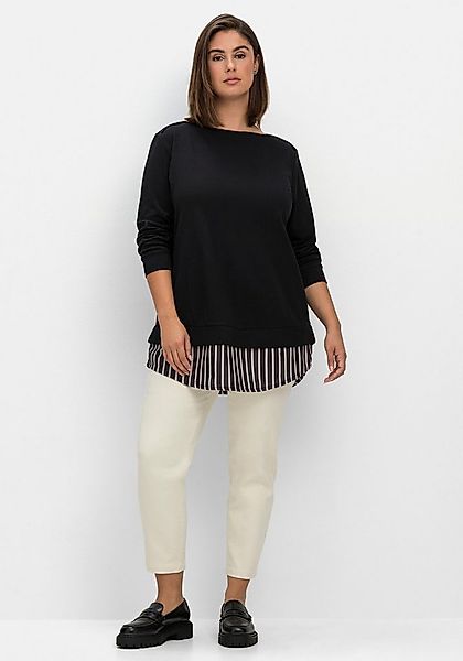 Sheego T-Shirt 2-in-1-Langarmshirt . mit Ansatz aus Blusenstoff günstig online kaufen