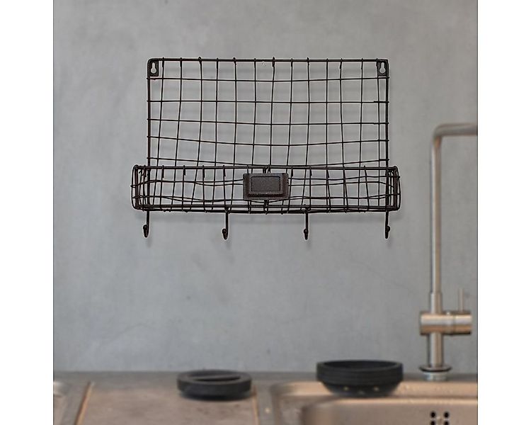 Antikas Ablageelement Wandregal, Eisen, Draht, Wandregal mit Ablage und Hak günstig online kaufen