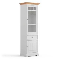 Schrank Vitrine Landhaus schmal aus Kiefer Massivholz 190 cm hoch günstig online kaufen