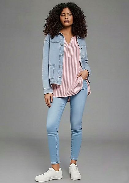 KangaROOS Schlupfbluse Langarmbluse, figurumspielende Passform, Rundhalsaus günstig online kaufen