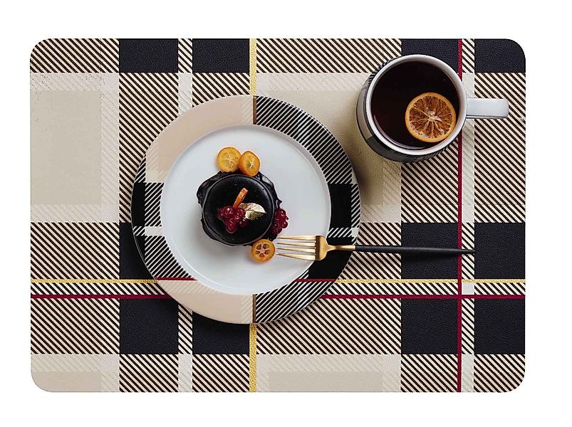 Tischset Tartan – Platzset 33 x 24 cm mit Karomuster, PVC matt beige günstig online kaufen