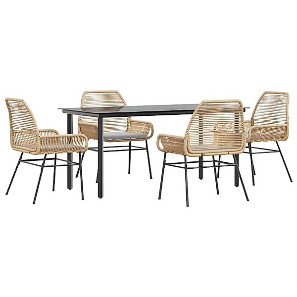 vidaXL 5-Tlg Garten-Essgruppe mit Kissen Braun Poly Rattan Glas 3334572 günstig online kaufen