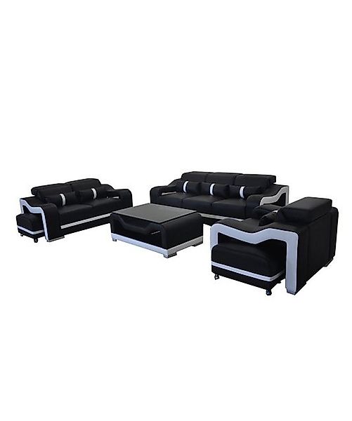 JVmoebel Sofa Sofa Leder Couch Polster Garnitur 3+2+1 Sitz Komplett Set Gar günstig online kaufen