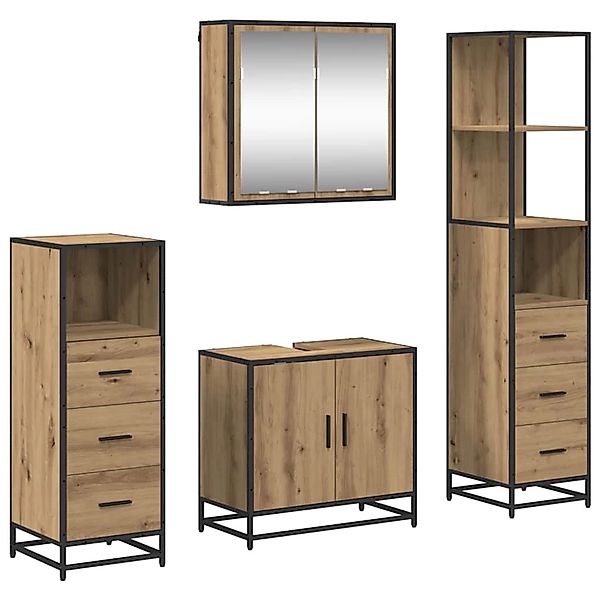 vidaXL Badezimmermöbel-Set mit Regal 4-Tlg Artisan-Eiche Holzwerkstoff 3402 günstig online kaufen