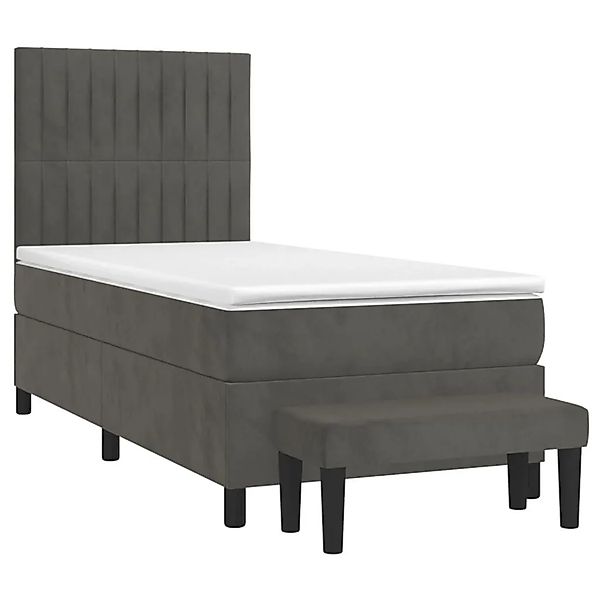 vidaXL Boxspringbett mit Matratze Dunkelgrau 90x200 cm Samt 3137942 günstig online kaufen