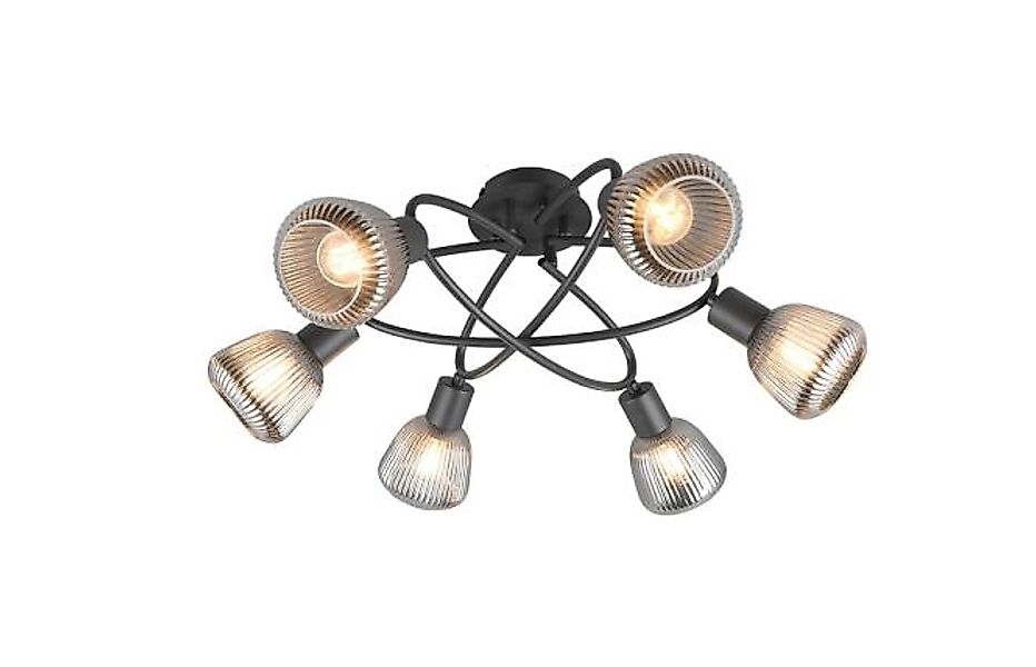 Deckenleuchte 6xE14  Matt / Glas Chrom bedampft 1 Stück Metall / Schwarz günstig online kaufen