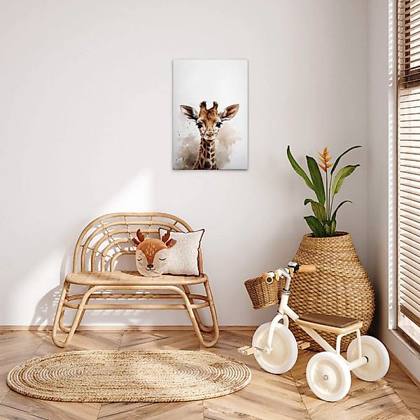 A.S. Création Leinwandbild "Baby Giraffe - Wandbild Weiß Braun Beige Keilra günstig online kaufen