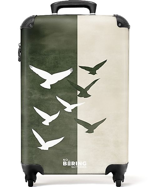 NoBoringSuitcases.com© Hartschalen-Trolley Vögel mit grünem und günstig online kaufen