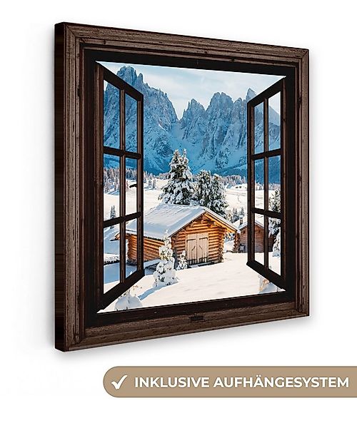 OneMillionCanvasses® Leinwandbild Aussicht - Winter - Landschaft - Hütte - günstig online kaufen
