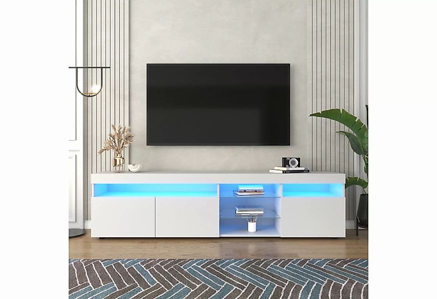 MODFU TV-Schrank Lowboard (mit LED-Beleuchtung (3 Schranktüren) Variable LE günstig online kaufen