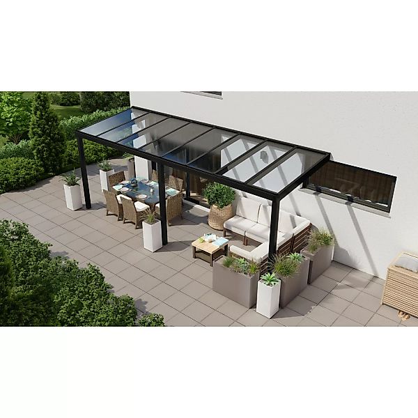 Terrassenüberdachung Professional 600 cm x 250 cm Schwarz Struktur Glas günstig online kaufen