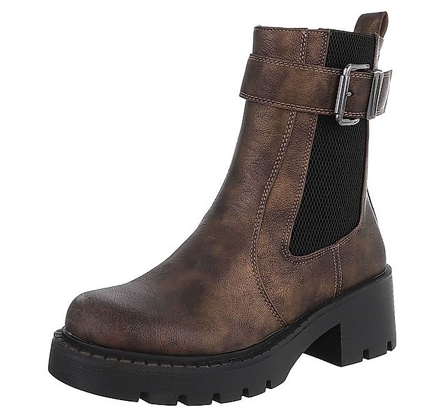 Ital-Design Moderne Stiefeletten mit Schnalle und elastischem Einsatz Plate günstig online kaufen