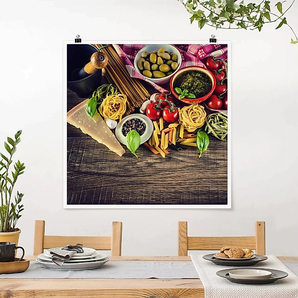 Poster Küche - Quadrat Pasta günstig online kaufen