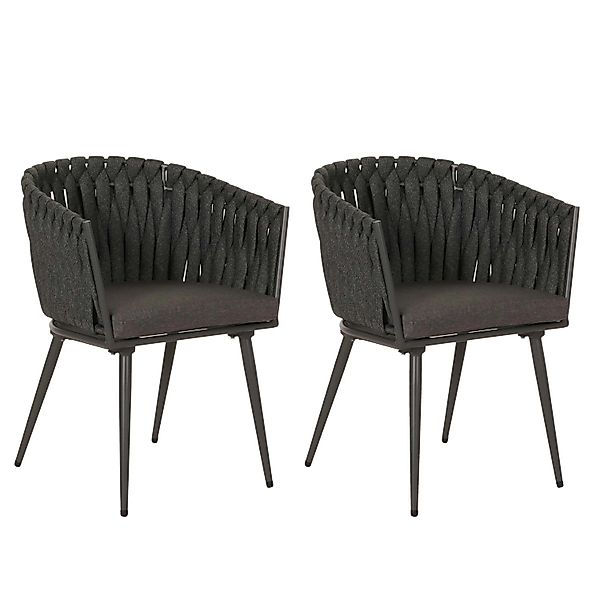MCW Gartenstuhl N38 2er-Set Anthrazit Kissen Dunkelgrau günstig online kaufen