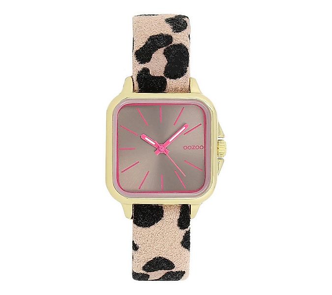 OOZOO Quarzuhr Damenuhr, 27×27 mm – IP-goldene Uhr mit Lederarmband im Anim günstig online kaufen