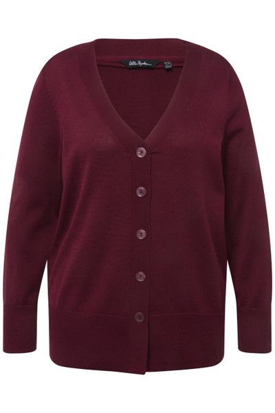 Ulla Popken Strickjacke Strickjacke V-Ausschnitt Knopfleiste günstig online kaufen