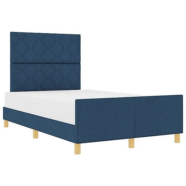 vidaXL Bett Bettgestell Blau 120x190 cm aus Stoff (1-tlg) günstig online kaufen