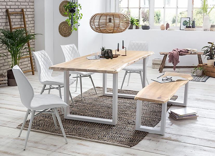 Home affaire Bank "Manhattan" mit Baumkantenoptik und Gestell U-Form aus we günstig online kaufen