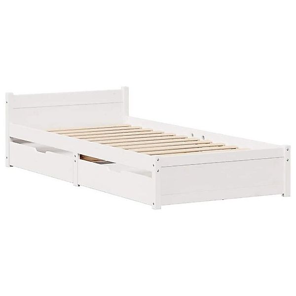 vidaXL Bett Massivholzbett ohne Matratze Weiß 75x190 cm Kiefernholz günstig online kaufen