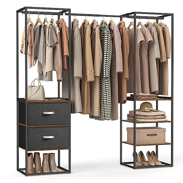 SONGMICS Kleiderschrank Kleiderständer hochbelastbar, 2 Schubladen, günstig online kaufen