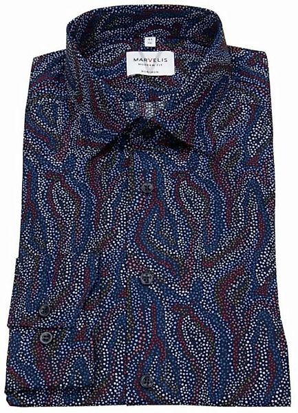 MARVELIS Langarmhemd Modern Fit leicht tailliert bügelfrei Kentkragen günstig online kaufen