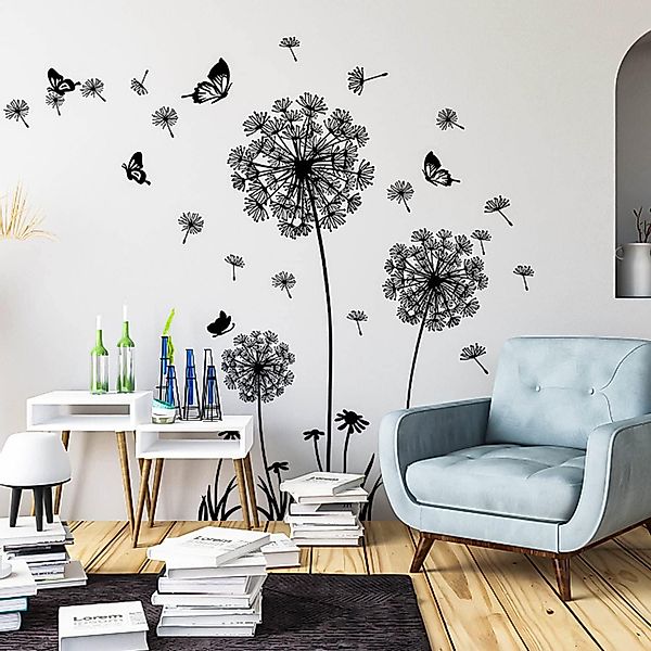 Blusmart Wandtattoo Wandaufkleber Löwenzahn schwarz (Selbstklebend, günstig online kaufen