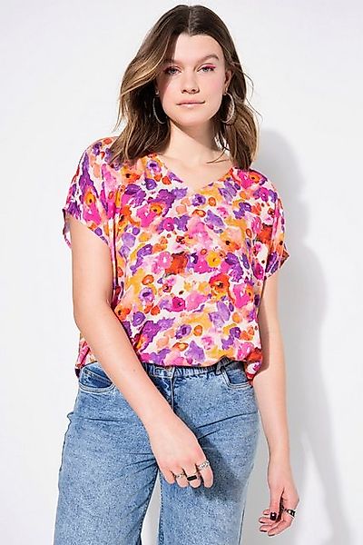 Studio Untold Druckbluse Blusenshirt oversized Flower-Print V-Ausschnitt günstig online kaufen