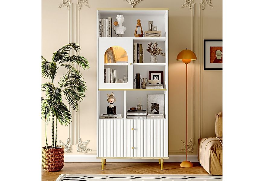 Merax Bücherregal mit verstellbare Einlegeböden und LED-Farbwechselbeleucht günstig online kaufen