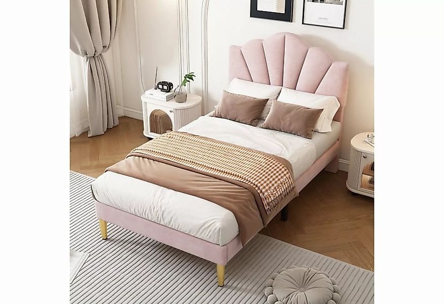 REDOM Polsterbett muschelartiges Bett (Höhenverstellbares Kopfteil, Holzlat günstig online kaufen