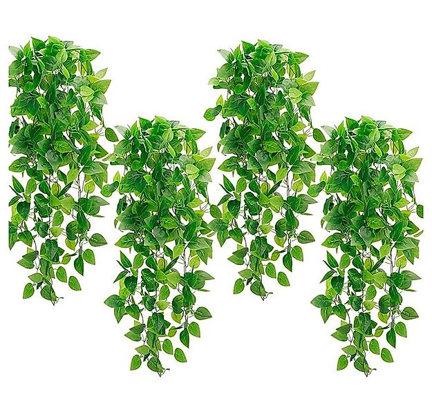 Kunstpflanze 4 Stück Künstliche Hängepflanze,110cm hängendes Grün Blätter G günstig online kaufen