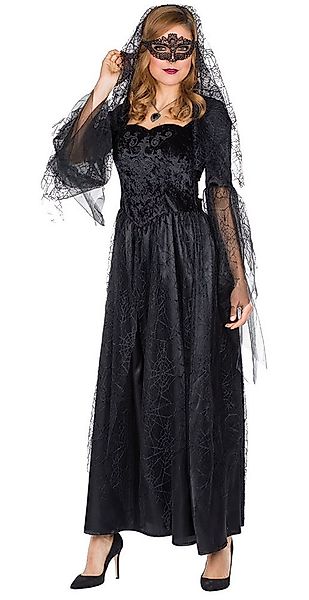 Karneval-Klamotten Hexen-Kostüm Damen mit Überrock Spinnenwebenmuster Hallo günstig online kaufen