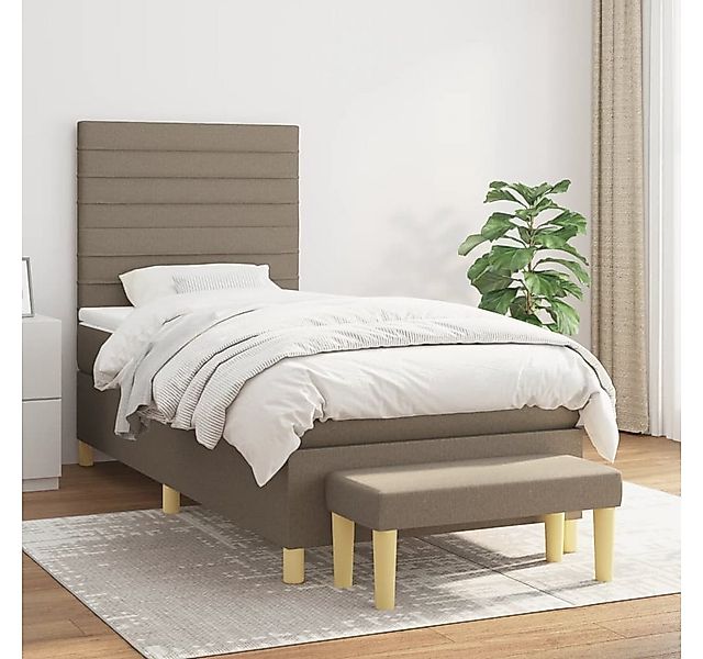 vidaXL Boxspringbett, Boxspringbett mit Matratze Taupe 80x200 cm Stoff günstig online kaufen