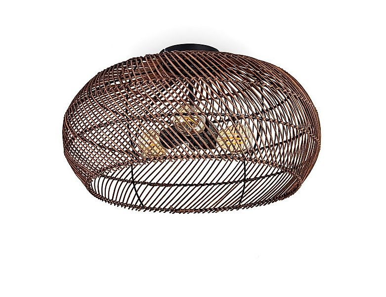 hofstein Deckenleuchte moderne Deckenlampe aus Metall/Rattan in Schwarz/Dun günstig online kaufen