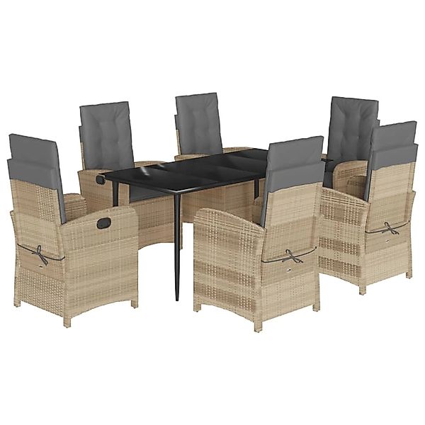 vidaXL 7-Tlg Garten-Essgruppe mit Kissen Beigemischung Poly Rattan 3212395 günstig online kaufen